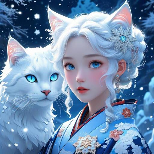 Serene Warrior in Fantasy Snow Scene