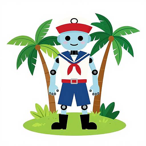Cybernetic Tropical Island Vector Art