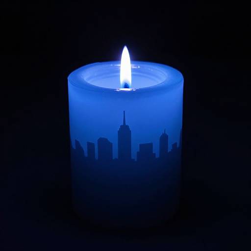 Blue Flame Candle with Cityscape
