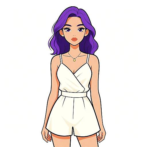 Chic Woman in Ivory Spaghetti Romper