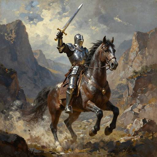 Epic Knight Charging Through Mountains