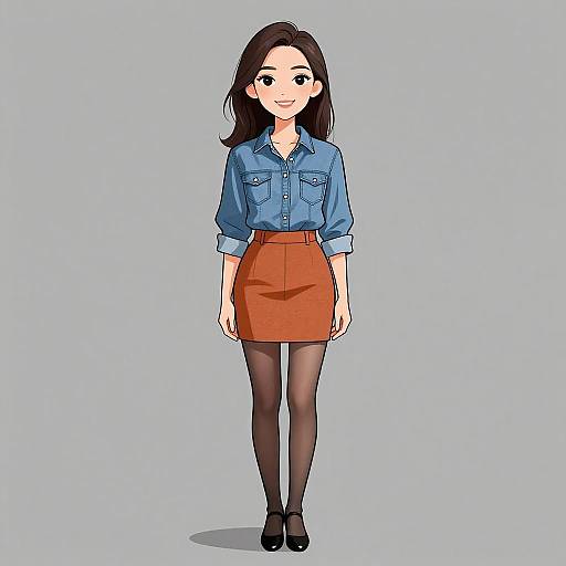 Chic Woman in Denim and Mini Skirt