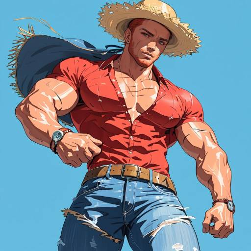 Freckled Ginger Male in Denim and Straw Hat Freckled Ginger Male in Denim and Straw Hat
