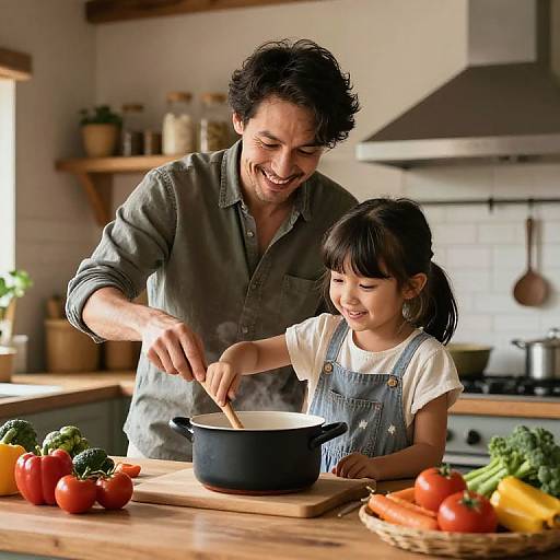 Father and Daughter Cooking Together