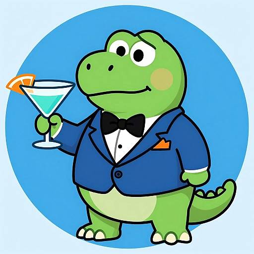 Dapper Dinosaur Martini Cartoon