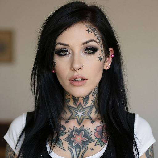 Tattooed Woman with Dark Hair