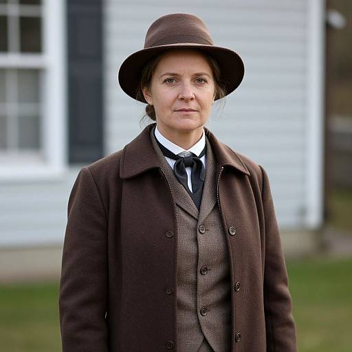 Vintage American Woman in Brown Costume
