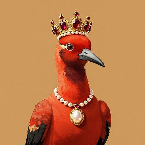 Scarlet Ibis with Luxurious Jewelry