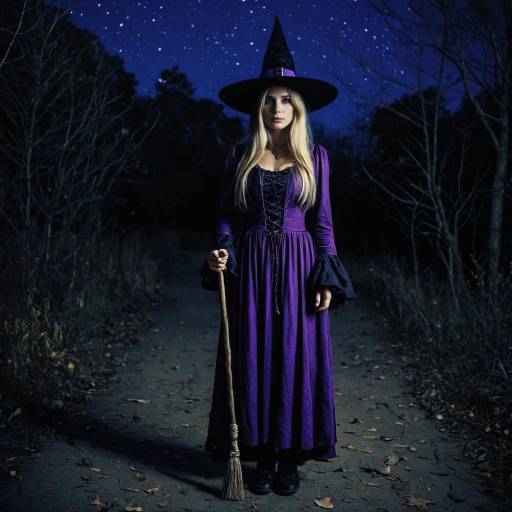 Midnight Witch in Purple Dress