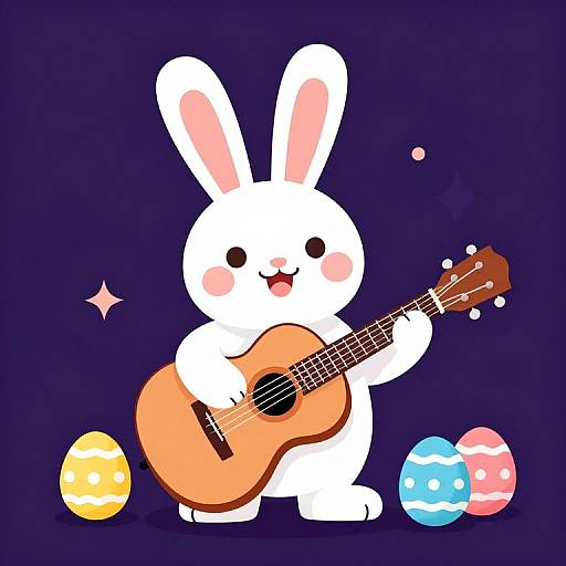 Easter Bunny with Guitar Vector