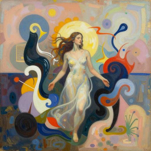 Dreamer in Surreal Abstract Composition