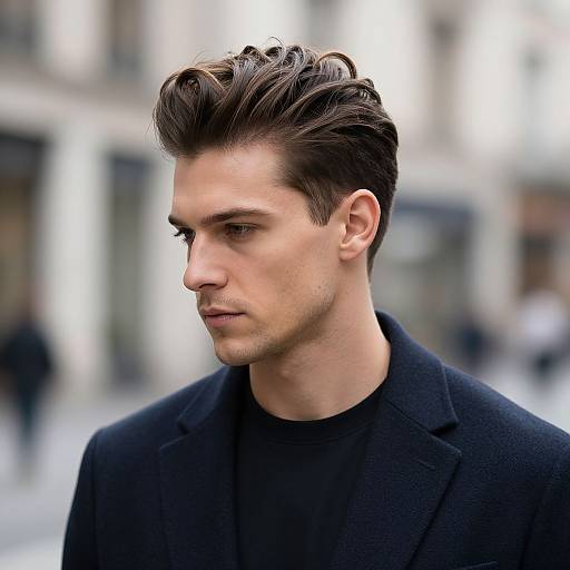 Layered Pompadour Hairstyle on Fit Men