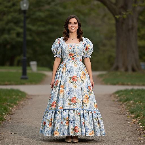 Woman in Floral Dress Pose