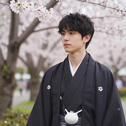 Serene Japanese Man in Kimono