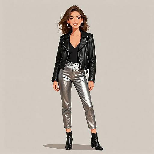 Smiling Woman in Contemporary Streetwear