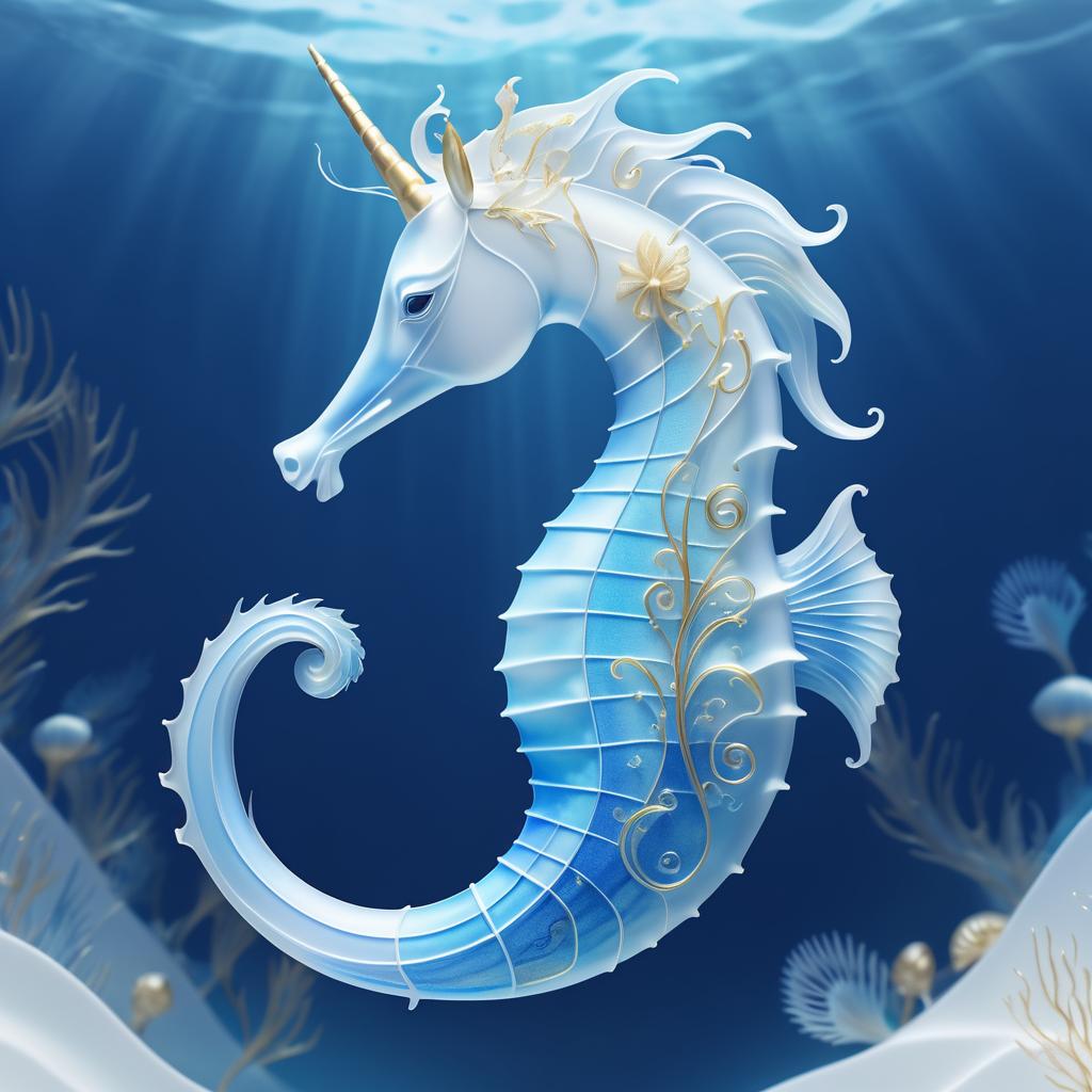 Serene Seahorse with Delicate Blue Accents