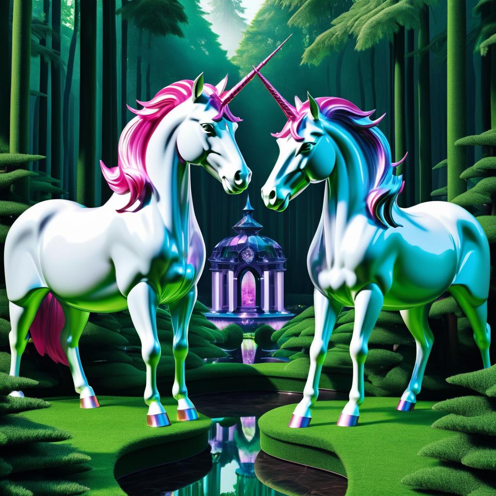 Sinister Unicorns in Lush Forest