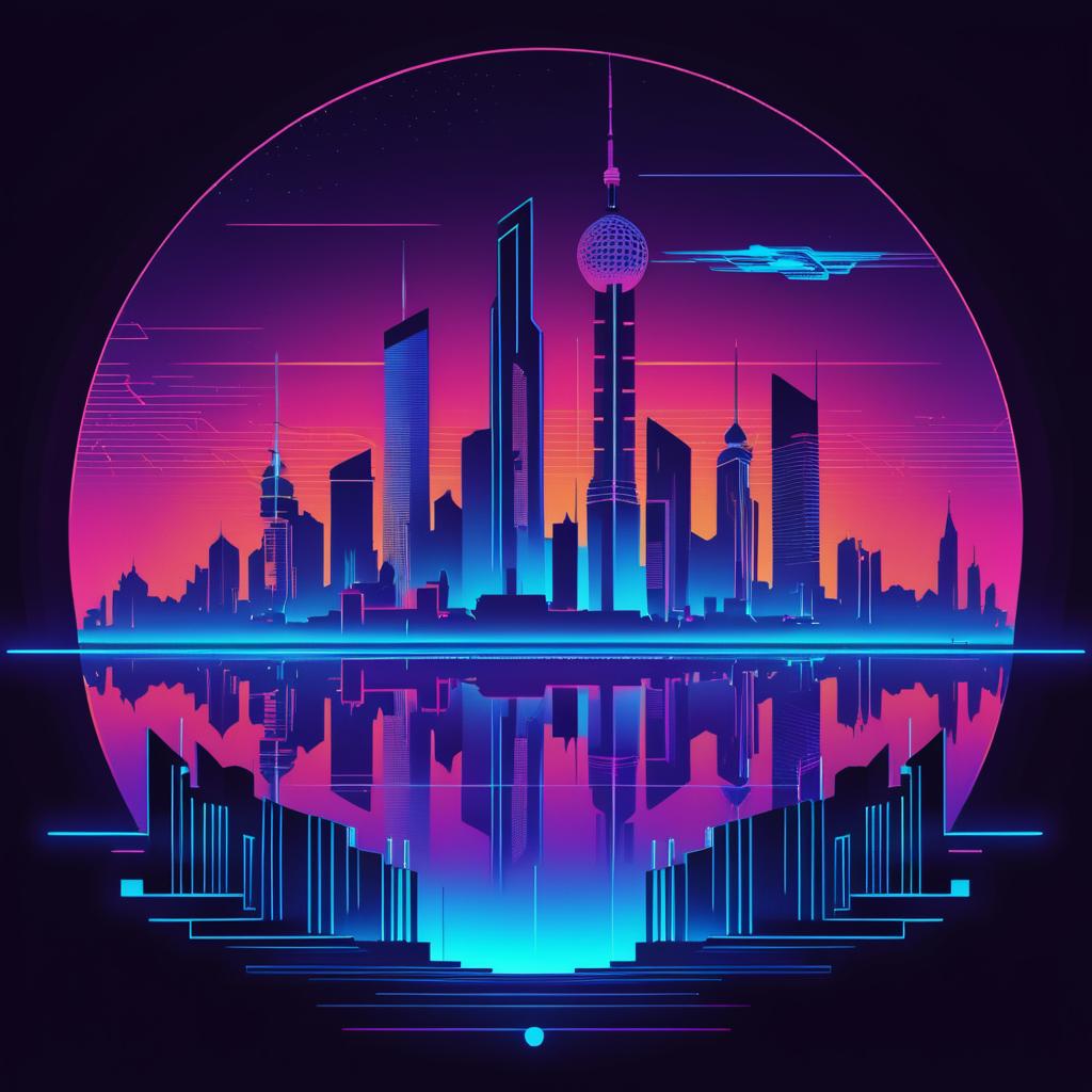 Futuristic Cyberpunk Shanghai Skyline Design