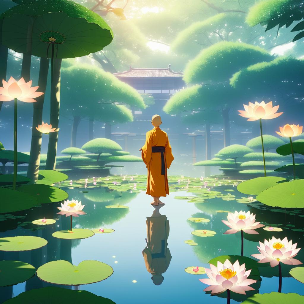 Serene Monk in a Tranquil Zen Garden