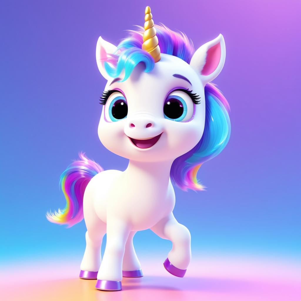 Adorable Pixar-Style Baby Unicorn