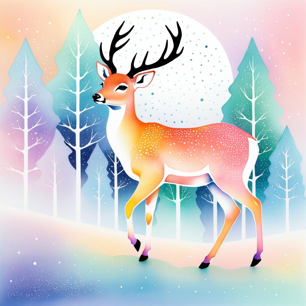 Playful Pastel Deer Illustration