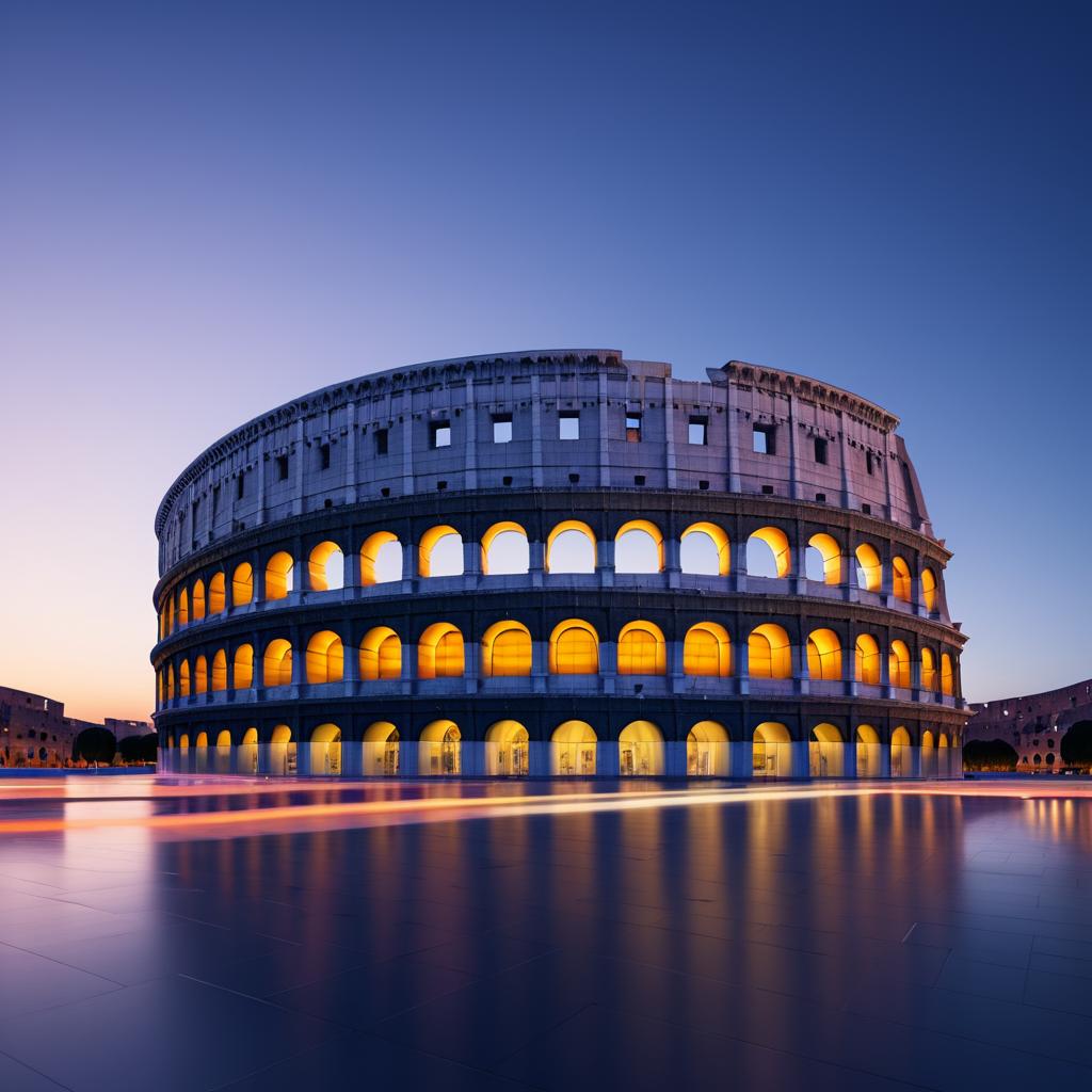 Zaha Hadid Inspired Colosseum at Twilight