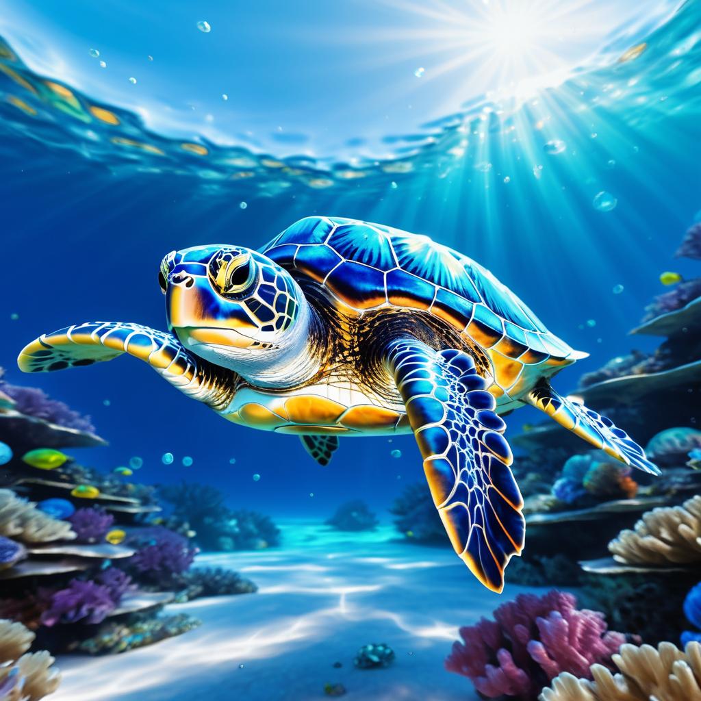 Epic Cerulean Sea Turtle Anime Portrait