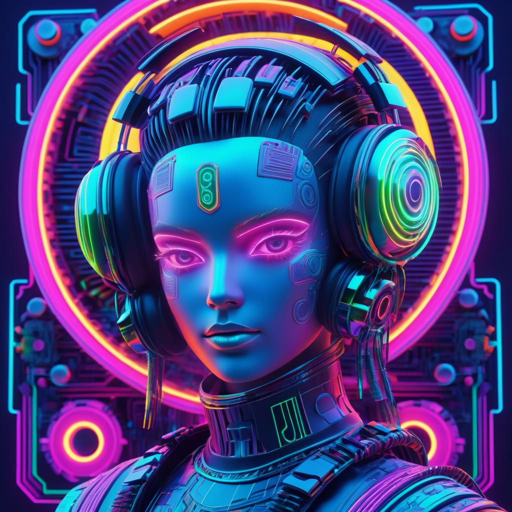 Vibrant 90s Alternative Robot Art