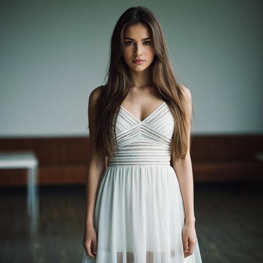 Realistic Solo Portrait in White Dress