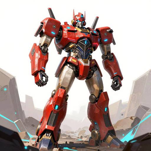 Massive Red Futuristic Robot