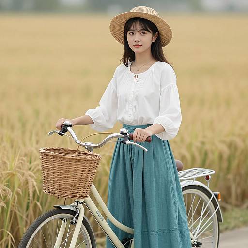 Young Woman with Vintage Bicycle