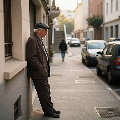 Urban Afternoon: Old Man in Brown Suit