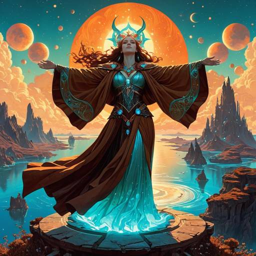 Ethereal Sorceress Embracing Utopian Sky