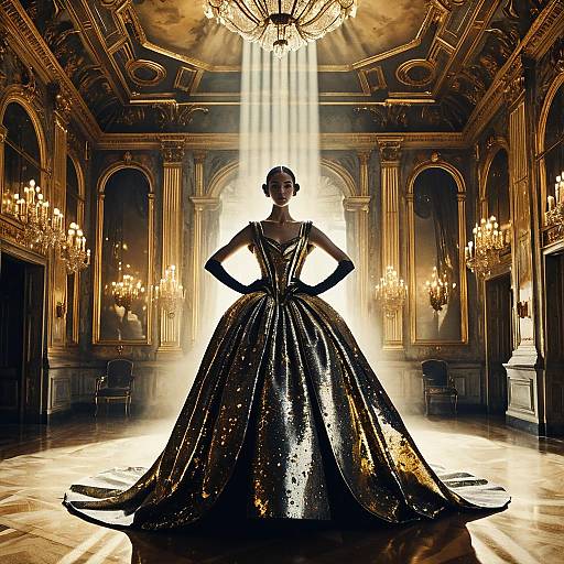 Avant-Garde Dancer in Baroque Ballroom