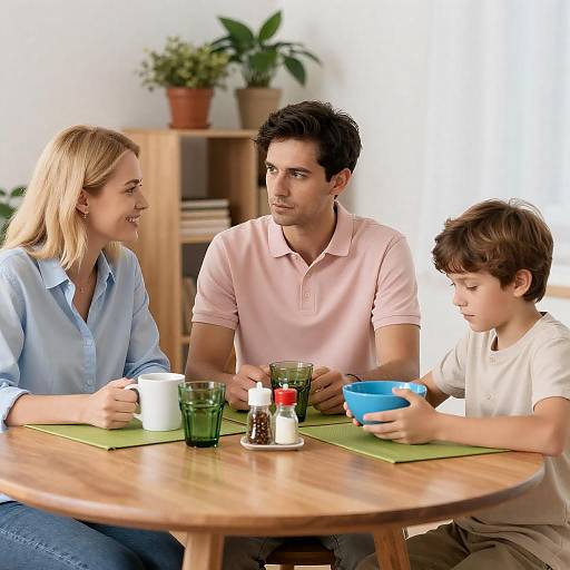 Family Gathering at a Round Table