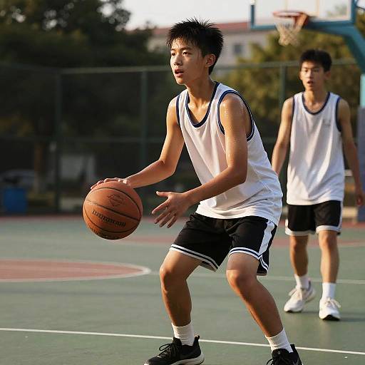 Teen Boys Basketball at Golden Hour