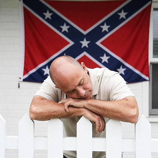 Resting Man by a Picket Fence