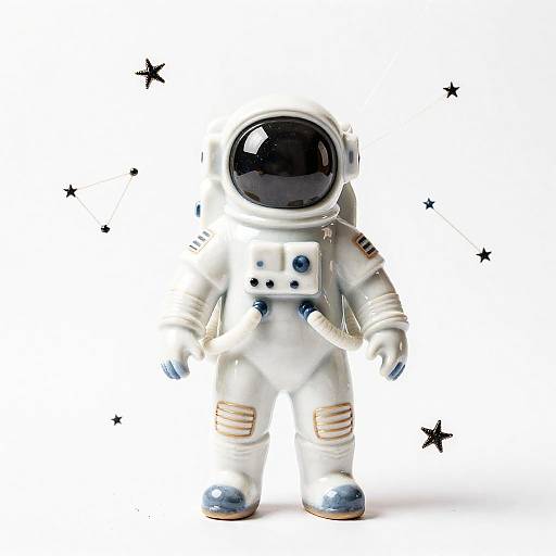 Porcelain Marionette Astronaut in Patchwork Suit