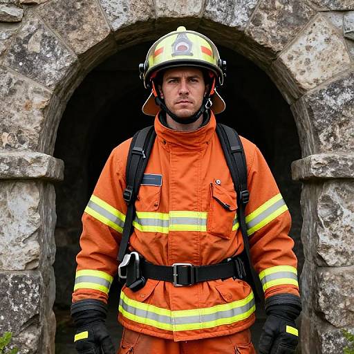 Firefighter in Orange Suit by Stone Arch