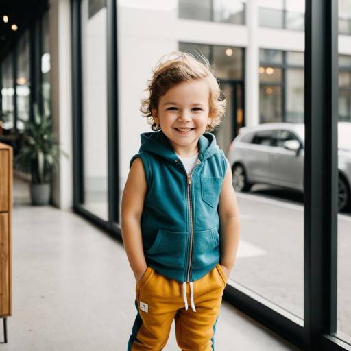 Smiling Toddler Boy in Casual Hoodie and Joggers