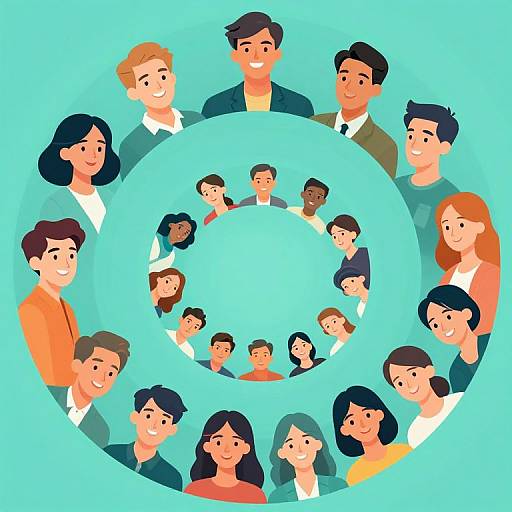 Teal Multiverse of Smiling Asians