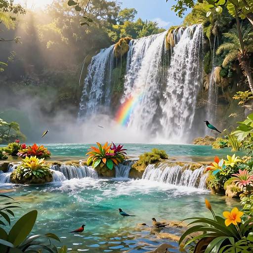 Radiant Mahroaha Waterfall in Exotic Paradise