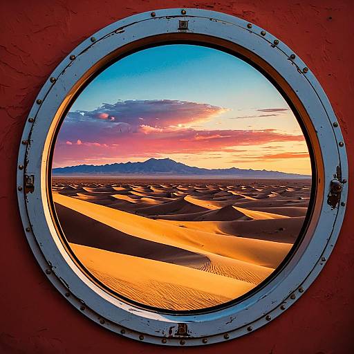 Desert Dunes Viewed Through Porthole Window