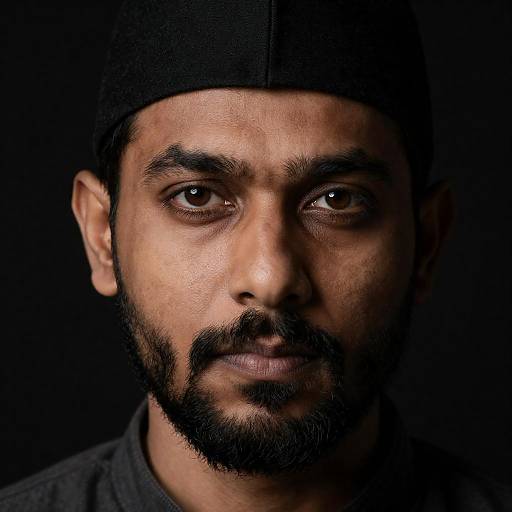 Shadowed Portrait of Middle-Aged Indian Man