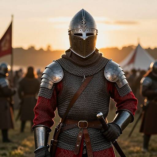 Confident Warrior in Medieval Armor