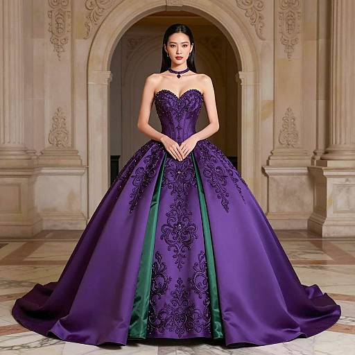 Elegant Purple Gown Design for Asian Woman