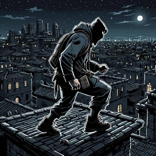 Cunning Thief on Rooftop at Night