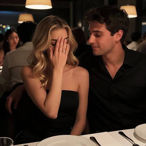 Romantic Dinner in Dimly Lit Restaurant