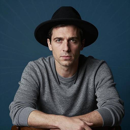 Intense Gaze of a Man in Gray