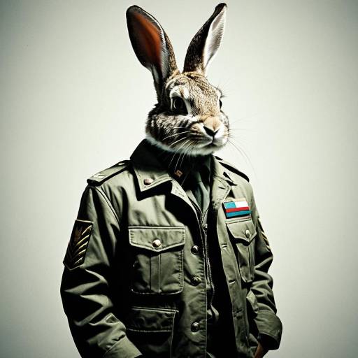 Anthropomorphic Rabbit in Military Jacket